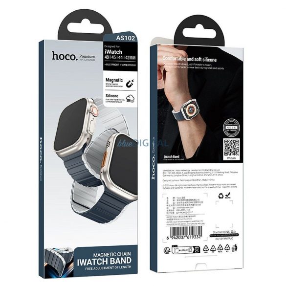 Curea HOCO pentru Apple Watch 38 / 40 / 41 mm AS102 albastru noapte cu gri