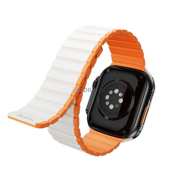 Curea magnetică din silicon HOCO pentru Apple Watch 42 / 44 / 45 / 49 mm AS102 starlight cu portocaliu