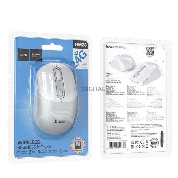 Mouse fără fir HOCO 2.4G GM28 alb gri