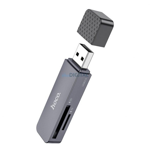 Cititor de carduri HOCO USB A 2.0 HB45 gri metal