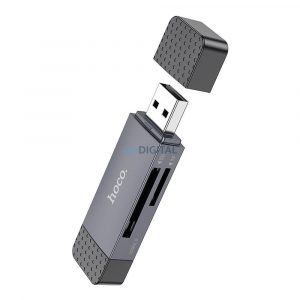 Cititor de carduri HOCO 2in1 USB A + Type C 2.0 gri metal