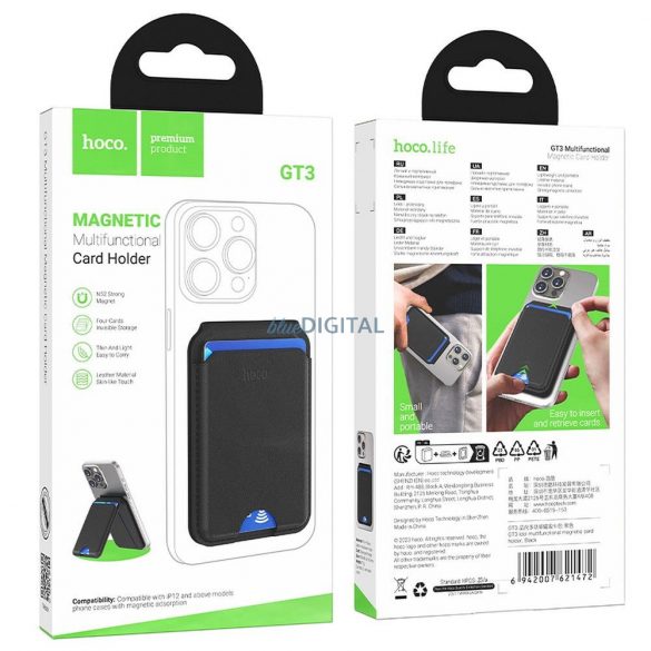 Portofel magnetic HOCO compatibil cu MagSafe GT3 negru