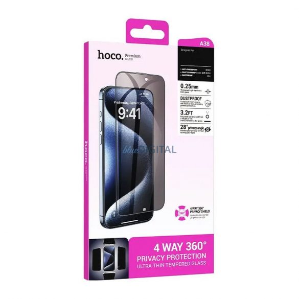 Hoco 360 Protecție de confidențialitate din sticlă temperată pentru iPhone 15