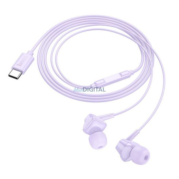 Căști cu fir Hoco M113 cu conector Lightning, microfon - violet