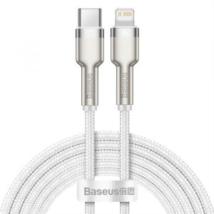 Cablu BASEUS Tip C pentru Apple Lightning 8-pini PD20W Cablu metalic CATLJK-B02 2 metri alb