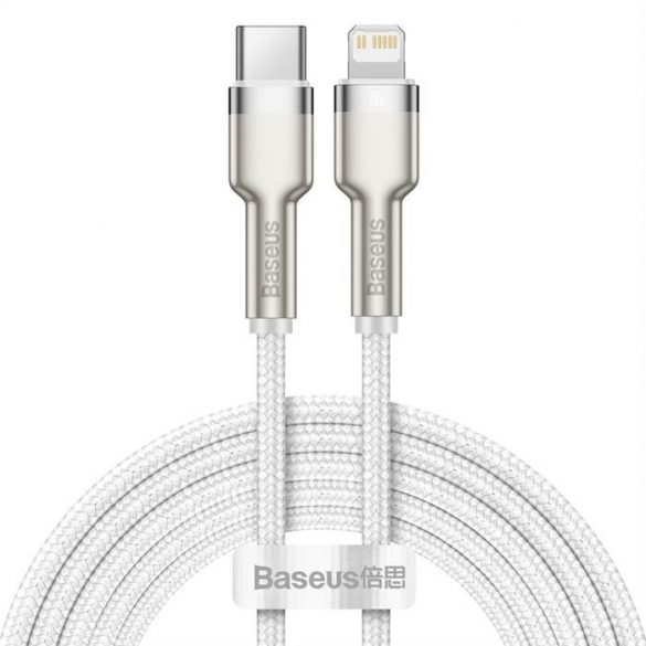 Cablu BASEUS Tip C pentru Apple Lightning 8-pini PD20W Cablu metalic CATLJK-B02 2 metri alb