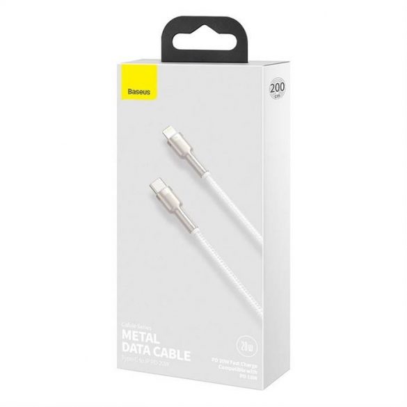 Cablu BASEUS Tip C pentru Apple Lightning 8-pini PD20W Cablu metalic CATLJK-B02 2 metri alb