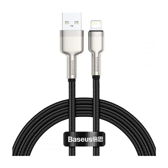 Cablu BASEUS USB A la Lightning 2,4A Cafule Metal 1 m negru