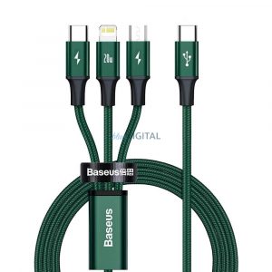 Cablu BASEUS 3in1 Tip C la Micro USB / Lightning / Tip C PD 20W CAMLT-SC06 1,5 m verde