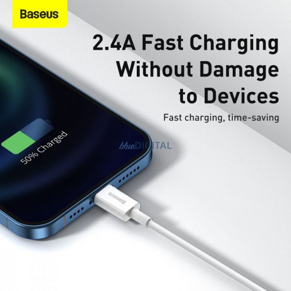 Cablu BASEUS USB A la Apple Lightning cu 8 pini 2,4A Seria superioară Încărcare rapidă CALYS-02 0,25 metri alb