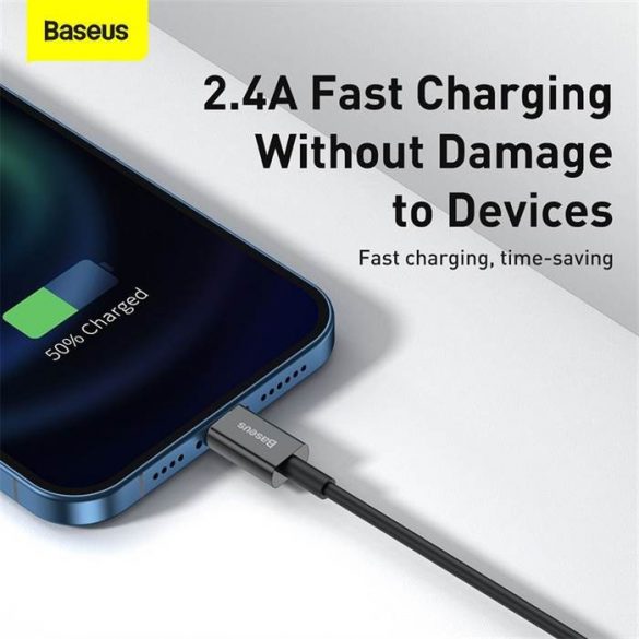 Cablu BASEUS USB la Apple Lightning 8 pini 2,4A Seria superioară Încărcare rapidă CALYS-C01 2 metri negru