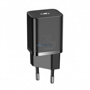 Încărcător de voiaj BASEUS Tip C + cablu tip C la iPhone Lightning 8-pini Super Si PD 20W negru TZCCSUP-B01/CCCJGCE-D