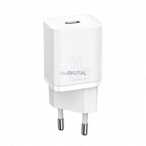 Încărcător de voiaj BASEUS Tip C + cablu tip C la iPhone Lightning 8-pini Super Si PD 20W alb TZCCSUP-B02/CCCJGCE-D