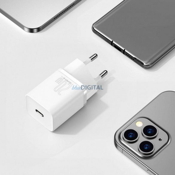 Încărcător de voiaj BASEUS Tip C + cablu tip C la iPhone Lightning 8-pini Super Si PD 20W alb TZCCSUP-B02/CCCJGCE-D