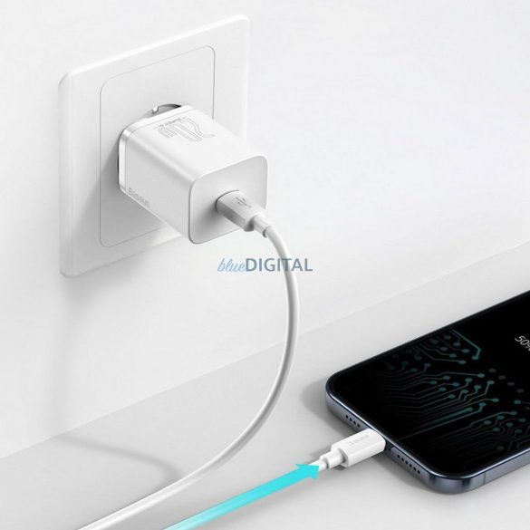 Încărcător de voiaj BASEUS Tip C + cablu tip C la iPhone Lightning 8-pini Super Si PD 20W alb TZCCSUP-B02/CCCJGCE-D