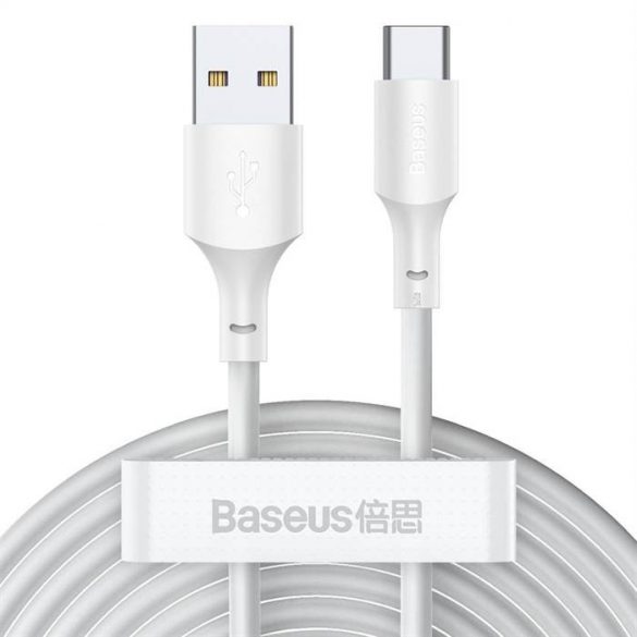 BASEUS cablu USB la tip C 2,4A Simple Wisdom TZCALZJ-02 1,5 metri alb 2 buc în set