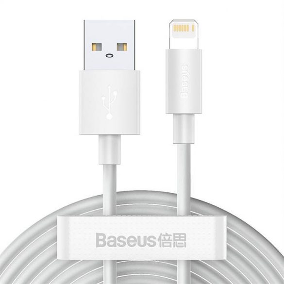 BASEUS cablu USB la Apple Lightning 8-pini 2,4A Simple Wisdom TZCALZJ-02 1,5 metri alb 2 buc în set