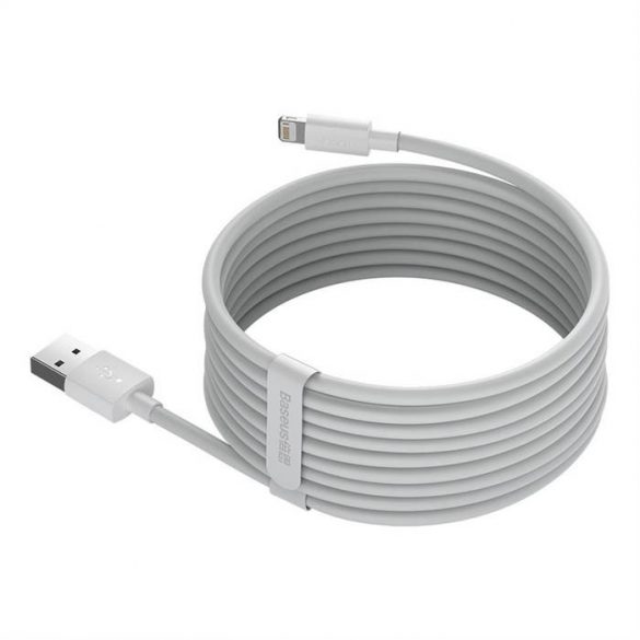 BASEUS cablu USB la Apple Lightning 8-pini 2,4A Simple Wisdom TZCALZJ-02 1,5 metri alb 2 buc în set