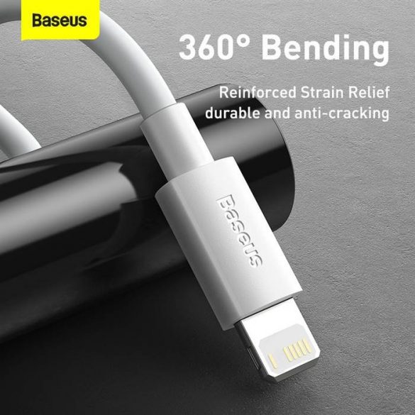 BASEUS cablu USB la Apple Lightning 8-pini 2,4A Simple Wisdom TZCALZJ-02 1,5 metri alb 2 buc în set