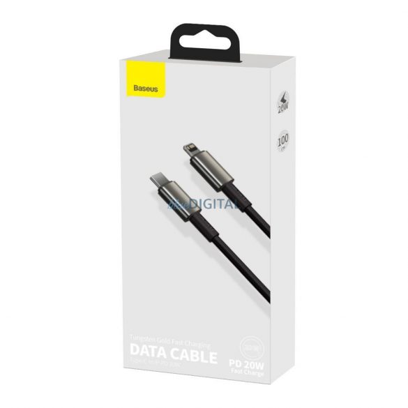 Cablu BASEUS Tip C pentru Apple Lightning 8-pini PD20W Tungsten Gold CATLWJ-01 1 metru negru