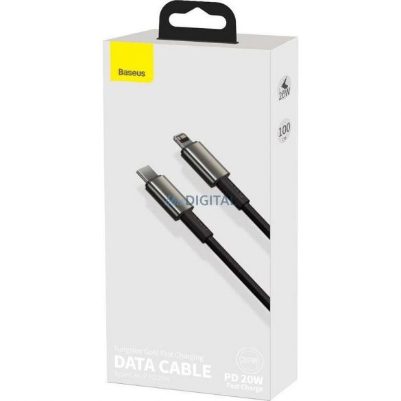 Cablu BASEUS Tip C pentru Apple Lightning 8-pini PD20W Tungsten Gold CATLWJ-01 2 metri negru