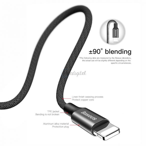 BASEUS cablu USB la o Apple Lightning 8 pini 2A Yvien CALYW-A01 1,8m negru