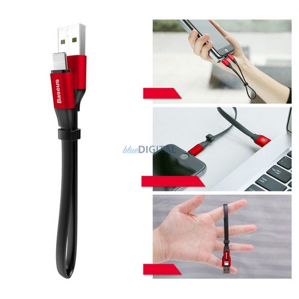 Cablu BASEUS USB A la Lightning 2A Nimble CALMBJ-B91 0,23 m negru roșu