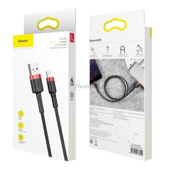 Cablu BASEUS USB la Apple Lightning 8-pini 2,4A Cafule CALKLF-A19 0,5m roșu-negru