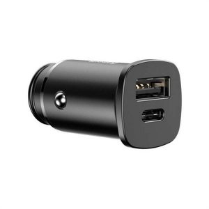 Încărcător auto BASEUS Square Metal USB + Tip C QC3.0 PD 30W negru CCALL-AS01/BS-C15C