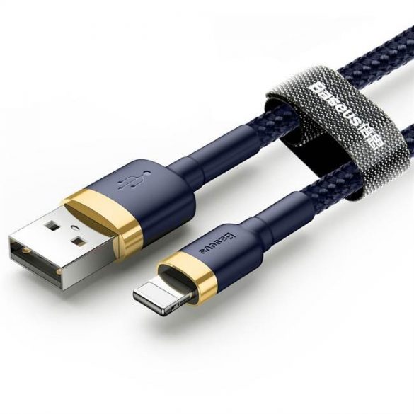 Cablu cafenea BASEUS USB pentru iPhone Lightning 8-pini 2.4A 1M Aur+Albastru CALKLF-BV3