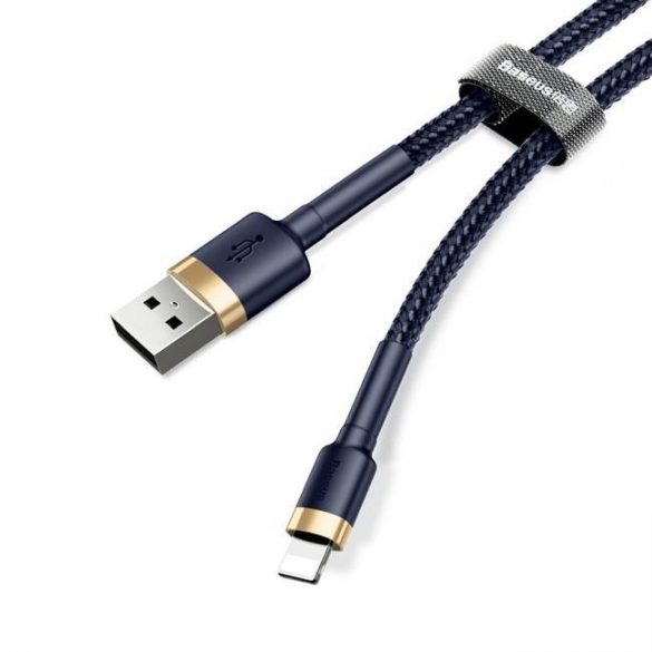 Cablu cafenea BASEUS USB pentru iPhone Lightning 8-pini 2.4A 1M Aur+Albastru CALKLF-BV3