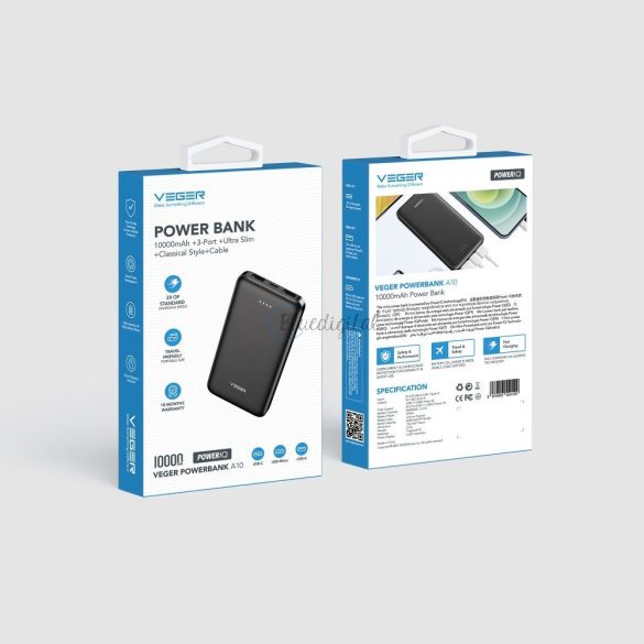 Power Bank VEGER A10 - 10 000mAh negru