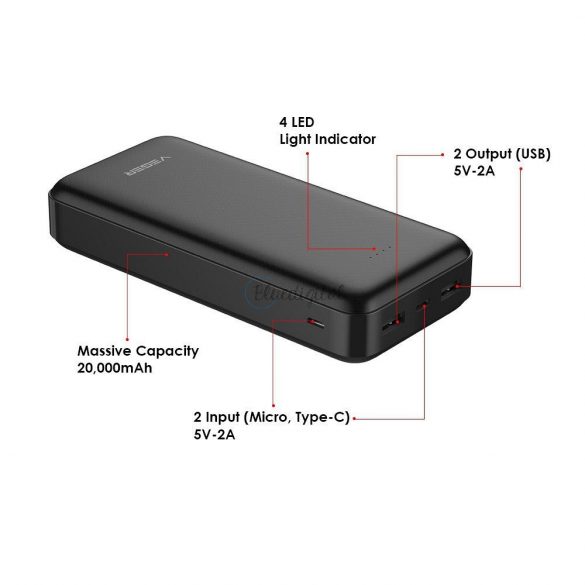 Power Bank VEGER A20 - 20 000mAh negru