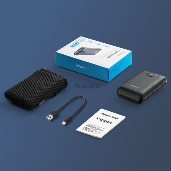 Power Bank VEGER S20 - 20 000mAh LCD Quick Charge PD22,5W negru