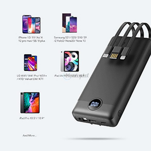 Power Bank VEGER C20 - 20 000mAh (Micro + Typ C + Lightning 8-pin) negru