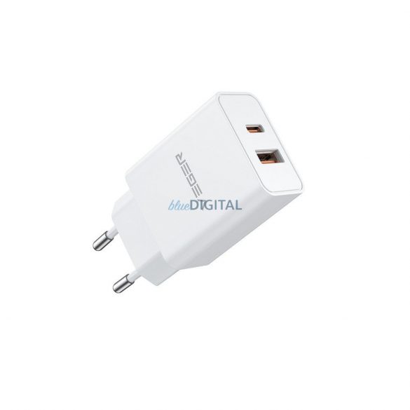 Încărcător de voiaj VEGER USB A + Tip C QC3.0 PD 30W VLS302U alb