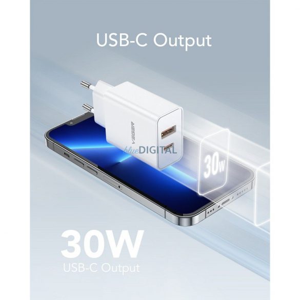 Încărcător de voiaj VEGER USB A + Tip C QC3.0 PD 30W VLS302U alb