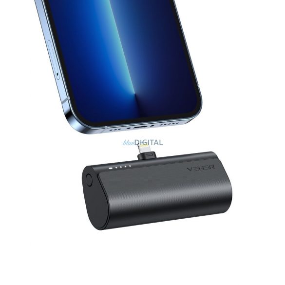 Power Bank VEGER PlugOn - 5000mAh cu conector pentru Lightning 8 pini PD20W negru (W0556P)