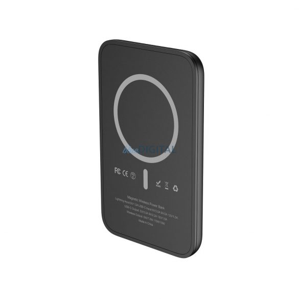 Power Bank VEGER MagOn cu suport pentru încărcare wireless MagSafe 15W- 5 000mAh PD20W negru (V0553P)