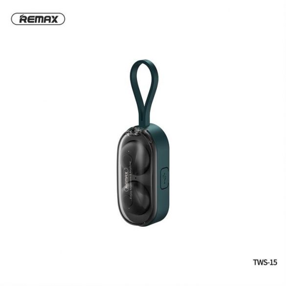 Căști stereo wireless REMAX TWS-15 cu stație de andocare în verde smartband