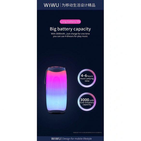 WiWU - Difuzor Bluetooth fără fir Thunder P40 Lumină LED