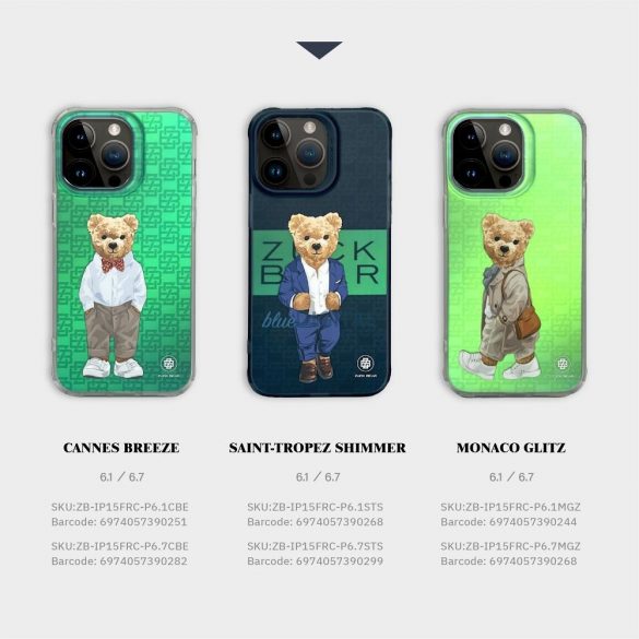 Zuck Bear Riviera Franceză caz iPhone 15 Pro Max - model "Cannes breeze"