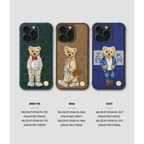 Zuck Bear Paris Gentleman caz iPhone 15 Pro - "Bow tie" model