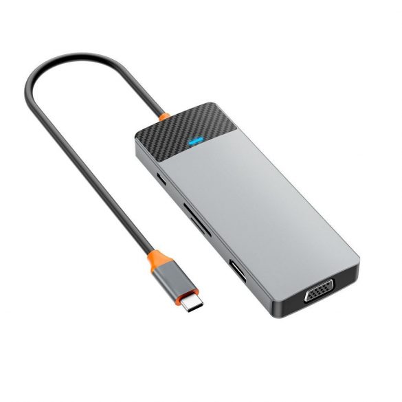 WiWU A921HV dokkoló 9 az 1-ben USB3.0x2+USB2.0x1+SD/TF(3.0)+PD (100W)+USB-C(3.0)+HDMI(4K30HZ)+VGA 1080P