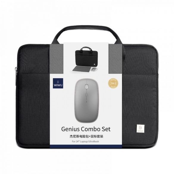 WiWU - Set Genius Combo 3in1 pentru laptop rezistent la apa (geanta laptop 14"+mouse+mouse pad) - negru