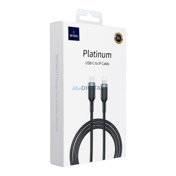 WiWU - Cablu de date Seria Platinum Wi-C013 USB C la Lightning 30W 2m - negru