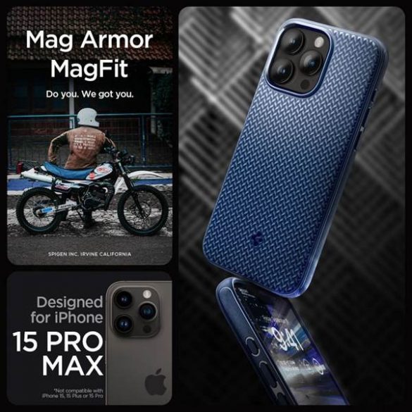 SPIGEN Mag Armor compatibil cu MagSafe pentru IPHONE 15 PRO MAX bleumarin