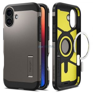 Carcasă compatibilă Spigen Tough Armor Mag MagSafe pentru iPhone 16 - gri metalic