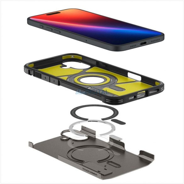 Carcasă compatibilă Spigen Tough Armor Mag MagSafe pentru iPhone 16 - gri metalic