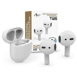 Căști TWS stereo Bluetooth ART v5.0 + carcasă de încărcare - Căști fără fir ART Pure AP-TW-B1 - alb